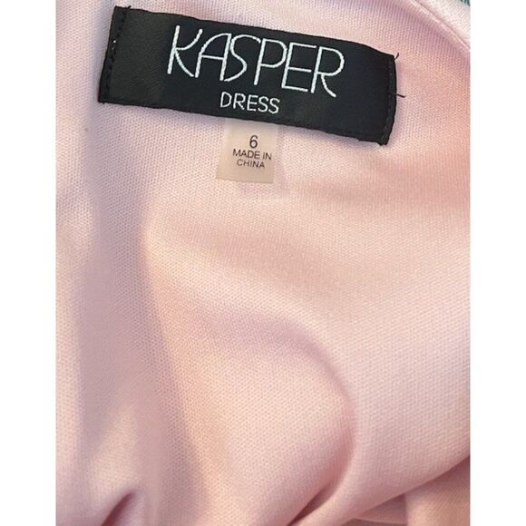 Kasper Size 6 Pink Knit Ruffle Sleeves Sheath Dress Business Casual MSRP, $89 - Picture 5 of 6